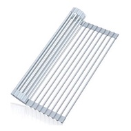 摺疊式矽膠瀝水架 52x33cm 折疊式水槽瀝水架 水槽矽膠餐具 瀝水籃 水槽架 不銹鋼收納式瀝水架 廚房 整理置物架