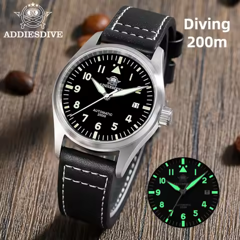 ADDIESDIVE 39mm Dive Watch NH35 Sapphire Stainless Steel Automatic Mechanical Watches 200m Waterproo