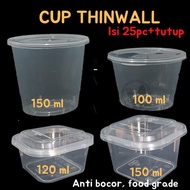 thinwall cup puding 150ml cup 100 ml gelas puding tempat selai gelas - kotak 150 ml