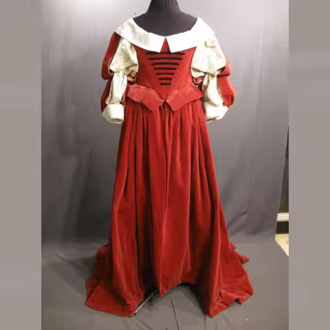 Historical 17th Century Baroque Dress Costume Golden Age Of Piracy Women Vintage Tudor Baroque Red B