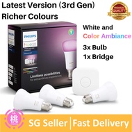 Philips Hue White and Colour Ambiance Starter Kit Gen 3 Smart Bulb 3x Pack LED [E27 Edison Screw] Includes, Bridge