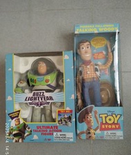 1995 1st edition Disney's Toy Story Woody Pull-String Talking Doll & Talking Action Buzz Lightyear b