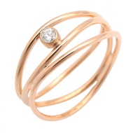 【二手】Tiffany & Co.) WAVE三排鑽石戒指，13 號，K18PG（玫瑰金），女士鑽石WAVE三排鑽石戒指