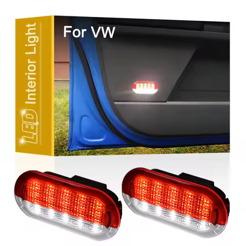 12V White+Red LED Under Door Courtesy Footwell Light Assembly For VW Golf 3/4 Beetle Jetta Bora Polo