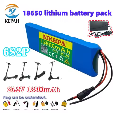 18650 6S2P Li-ion Battery Pack｜24V 13800mAh with BMS + 2A Charger 25.2V Energy Storage System