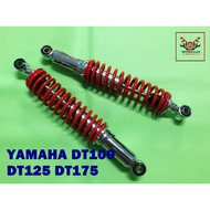 YAMAHA DT100 DT125 DT175 -- REAR SHOCK SET SPRING "RED" (L. 320 mm.) // RED Plated Cylinder