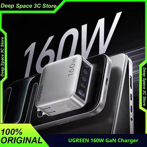 UGREEN GaN Charger 160W PD3.1 Fast Charging Phone Charger With Five Ports USB-C/A AI Smart Display F