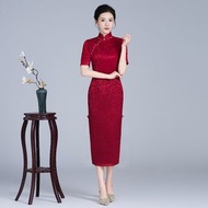 新款國風高級感媽媽裝年輕氣質旗袍婚宴禮服喜婆婆高端旗袍
