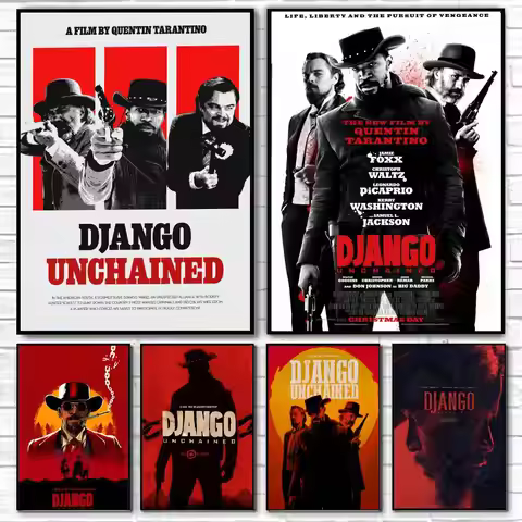 Movie Django Unchained Poster Self-adhesive Art Waterproof Paper Sticker Coffee House Bar Room Wall 