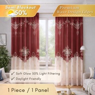 [C#1] SORA Semi Blackout Curtain Langsir Raya Tingkap Qualiti Tinggi Hook Rod 120cm x 160cm/210cm