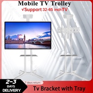 Tv Bracket with Double Tray Led Tv Stand Suitable for 32-65 Inches Screen Adjustable and Mobile Meeting Cart Trolley