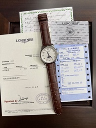 【個人轉讓】浪琴 Longines 名匠月相 男裝機械錶｜銀色麥粒紋錶盤 藍鋼指針 全套配件