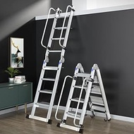 Ryanong Aluminum Alloy Attic Egress Ladder, 8-Step Adjustable Height 7.3-10.6ft, Lightweight Design 