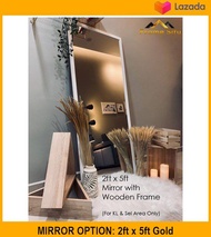 Mirror With Wooden Frame / Cermin Dinding Besar 2ft X 5ft/ 15ft X 5ft