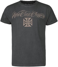 เสื้อยืดแขนสั้น WEST COAST CHOPPERS รุ่น Eagle Crest T-Shirt Oil Dye Anthracite ของแท้ 100% นำเข้าจา