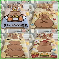 SQ1 Cute Capybara Bedding Set Bed Sheet Quilt Cover Pillowcase Home Bedroom Washable Dormitory 3IN1 
