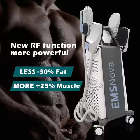 MECAVIE Aesthetics EMS Slimming Machine RF Body Muscle Toning 4 Handles 6500W Neo RF Fat Burning Gym