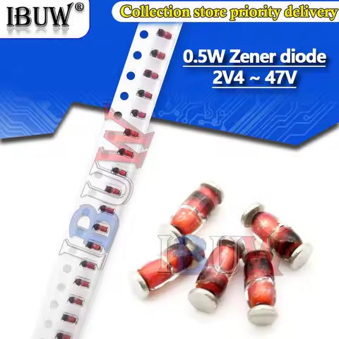 100PCS 0.5W Zener diode DO-35 2V4 ~ 47V 1/2W LL34 ZMM BZV55C SMD BZV55C3V3 ZMM3V3 2V4 2V7 3V0 3V3 3V