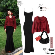TrendyOneset Wanita - Elea Blouse + Dress + Free Shoulder Bag [ET398]