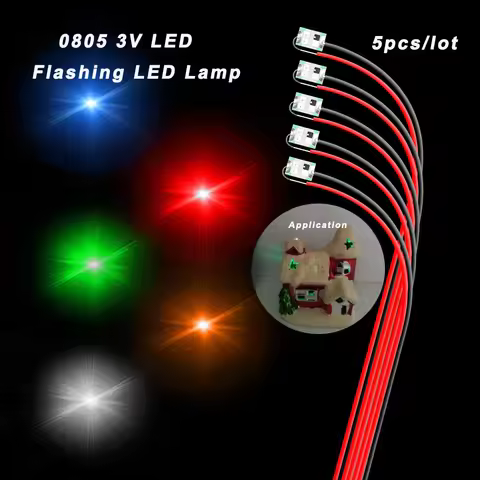 5pcs 0805 Micro LED Flashing SMD DIY 3V Led Blinking Led Model Making SMD Lamp with 20cm Wire Model 