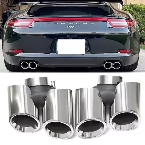 GTS Style Quad Exhaust Tips For Porsche 911 991.1 Carrera/Carrera 4 Base 2012-2016 Stainless Steel T