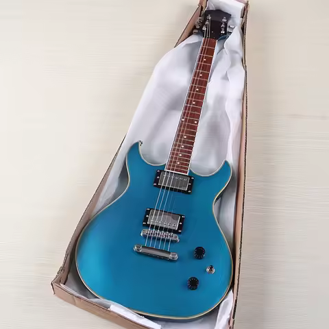 Blue Electric Guitar 6 String Travel Guitar 39 Inch Basswood Body High Glossy Electric Guitarra Meta