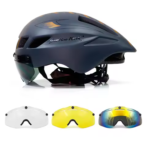 bicycle helmet men Casco Ciclismo road mtb mountain bike Triathlon tt cycling helmet lens goggles eq
