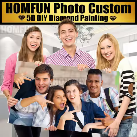 HOMFUN Photo custom! Private custom! DIY Diamond embroidery 5D diamond Painting Cross Stitch 3D squa
