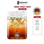 Lebenlang 5.6L LBL1225 Glass Pourer with Bow Lid, Stainless Steel Faucet, Rectangular Bottle - genui