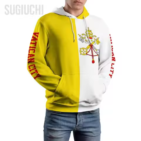 Unisex 3D Hoodie Vatican City Flag Men Women Polyester Harajuku Sweatshirt Pullover Hoodies Casual C