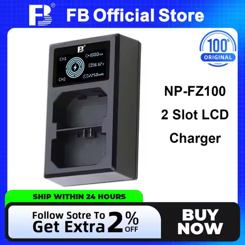 FB NP-FZ100 Camera Battery Dual LCD Charger for Sony A7M3 A7M4 A7R3 ARR4 A7R4 A7S3 A7C A7R5 A9M2 FX3