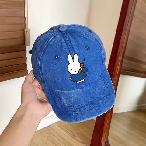 Miffy Baseball Cap Cute Cartoon Rabbit Printed Sun Hat Men Women Trendy Cool Duckbill Hats Fashion O