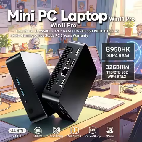 Mini Laptop Win11 Pro, Core i9 8950HK, 32GB RAM, 1TB/2TB SSD, WiFi6 BT5.2, 4K HD, Gaming Office Stud