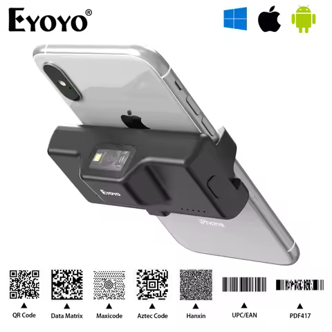 Eyoyo EY-022 Wireless Bluetooth 1D/2D CMOS Barcode Scanner Mini Back Clip QR Bar Code Reader Fast Sc