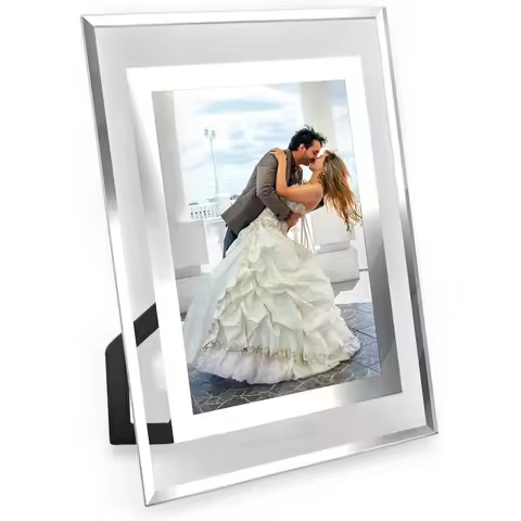 5x7 Picture Frames - Glass Photo Frame for Tabletop, Horizontal/Vertical, Silver Finish, Durable & C