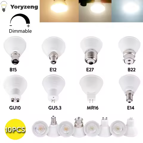 10Pcs 7W GU10 MR16 E27 Dimmable LED Spotlight Bulbs Cold Warm Neutral White Replace 50W Halogen Lamp
