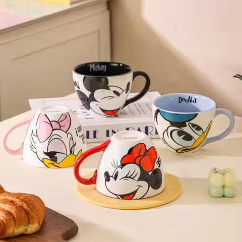 Mickey Ceramic Mug Cartoon Donald Duck Household Breakfast Milk Cup Cute Minnie Christmas Mugs Daisy