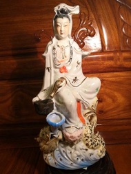 景德镇瓷廠曾山東作品金竹衣觀自在觀音騎龍滴水