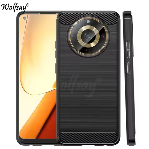 For Realme 11 5G Case Bumper Anti-knock Soft Silicone Carbon Fiber Back Cover For Realme 11 Pro Plus