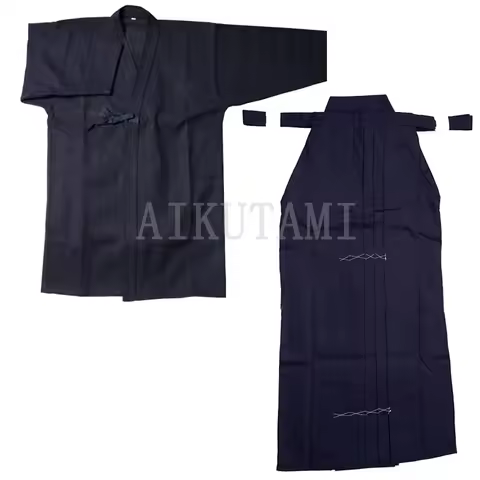 Japanese Kendo Aikido Hakama Suit Top Shirt+Hakama Set 100% Cotton Judo Wushu Clothing Kung Fu Unifo