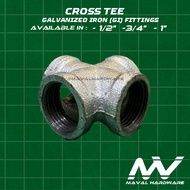 ♞Galvanized Iron (GI) fittings - Cross Tee - 1/2"; 3/4"; 1"