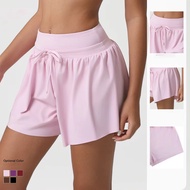 [Minnetica] Lora Sport Shorts 2-in-1 High WaistWanita – Inner Legging Stretch Quick Dry Running Gym