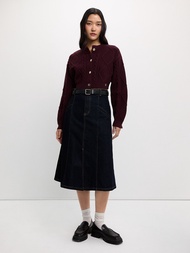 [Pomelo] เสื้อคาร์ดิแกนไหมพรมถักลายนูน / Buttoned Cable Knit Cardigan