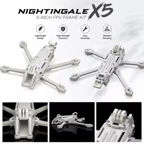 DolphinRC Nightingale X5 5 inch White FPV Frame Kit Deadcat Shape 228mm wheelbase DIY RGB Compatible
