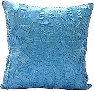 The HomeCentric Aqua Blue Euro Cushion Shams, Pack of 2, 65x65 cm (26"x26") Euro Sham, Ribbon Art Work Textured Euro Shams, Silk Euro Sham, Solid Contemporary Euro Shams, Solid Pillow Shams - Mist