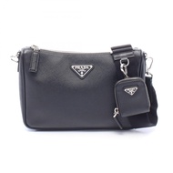【二手】Prada PRADA 肩背包 SAFFIANO TRAVEL 黑色 Saffiano 皮革三角 Logo 肩背包 男女通用