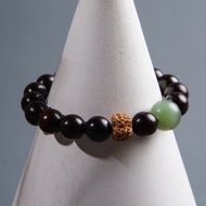 五行補木原創款印度小葉紫檀籽料碧玉金剛菩提男女手串小眾文藝風