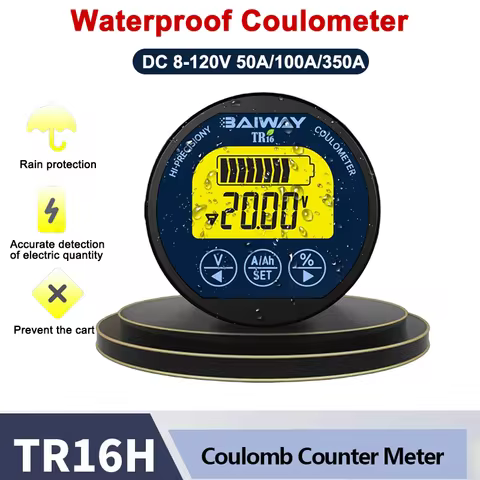 TR16H Waterproof Coulometer DC 8-120V 50A/100A/350A Digital Battery Capacity Tester with Monitor Ind
