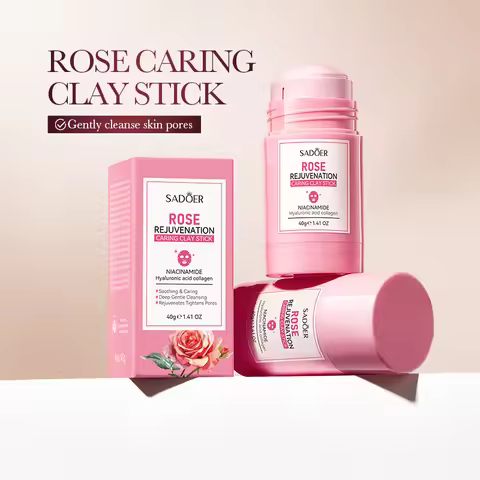 SADOER Rose Face Masks Stick Clay Mask Shrink Pores Deep Blackhead Remover Facial Cleansing Moisturi