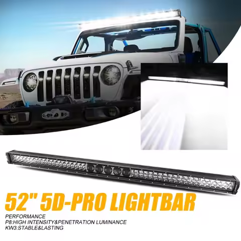 AUXBEAM 42/52 Inch 5D-PRO LED Work Light Bar with Wire Harness & Bracket 450W 55000lm Spot & Flood H